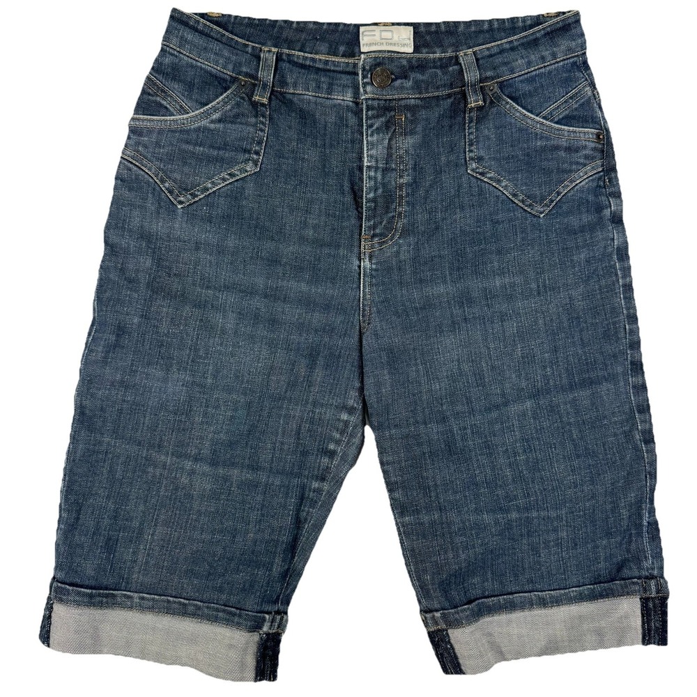 FDJ French Dressing Womens Denim Bermuda Shorts Dark Wash Cuffed Size 8